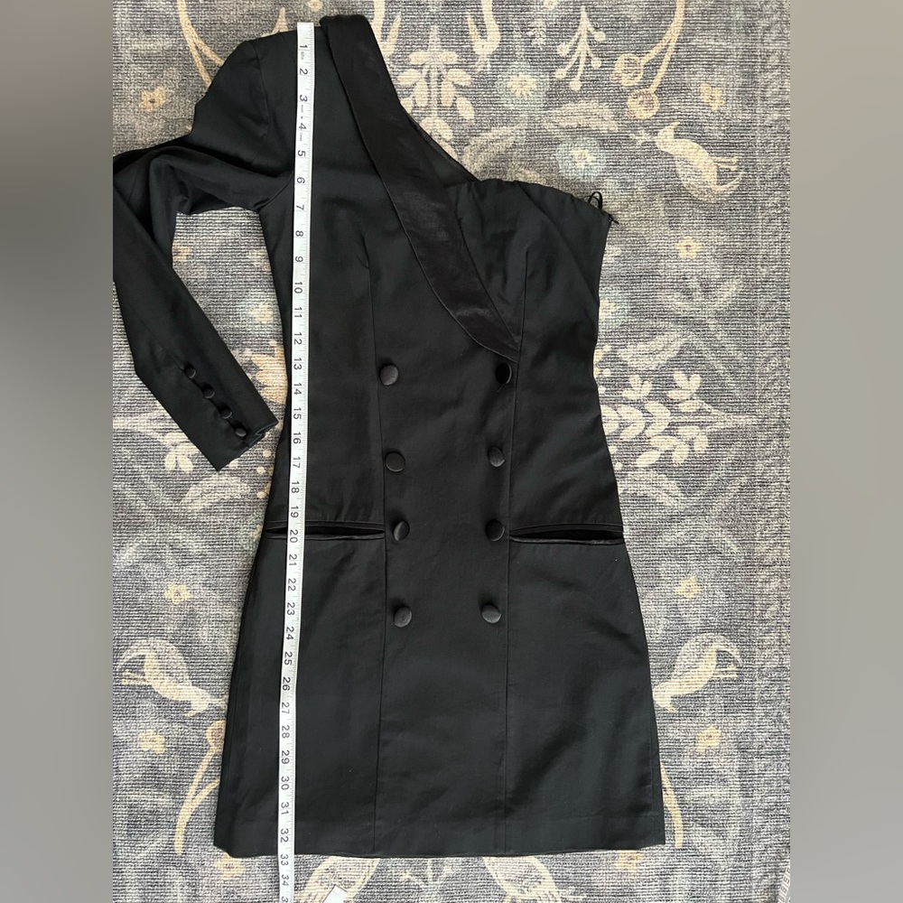 Zara one shoulder tuxedo Black Double-Breasted Dress - Picture 3 of 5